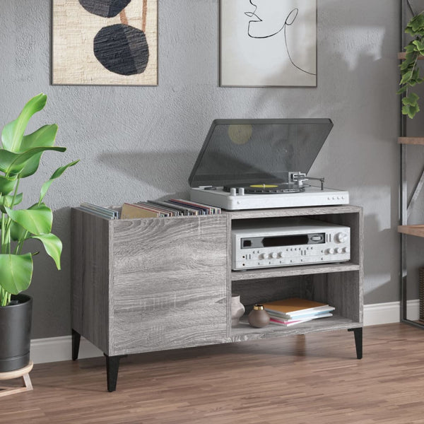 Platenkast 84,5X38X48 Cm Bewerkt Hout Grijs Sonoma Eikenkleurig