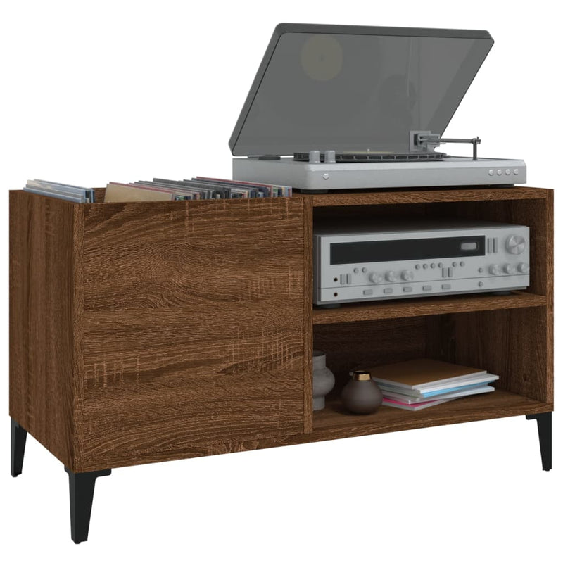 Platenkast 84,5X38X48 Cm Bewerkt Hout Bruin Eikenkleur