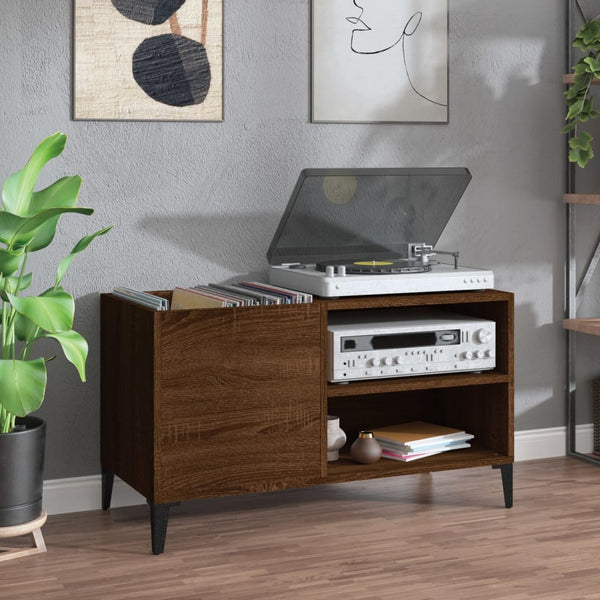 Platenkast 84,5X38X48 Cm Bewerkt Hout Bruin Eikenkleur