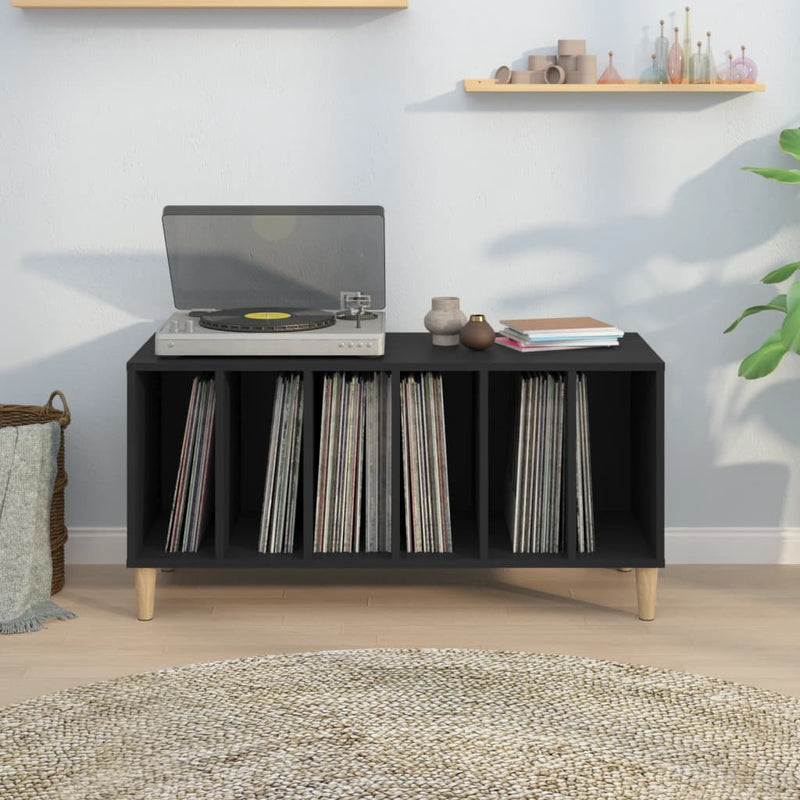 Platenkast 100X38X48 Cm Bewerkt Hout Zwart