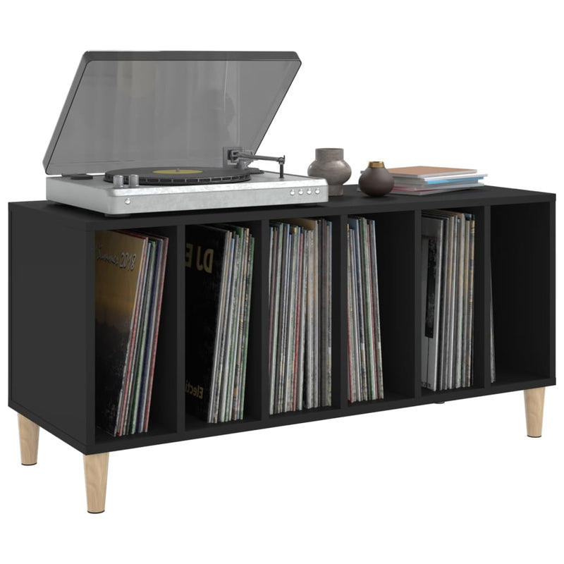 Platenkast 100X38X48 Cm Bewerkt Hout Zwart