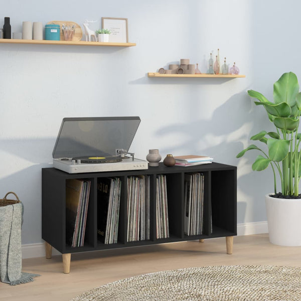 Platenkast 100X38X48 Cm Bewerkt Hout Zwart