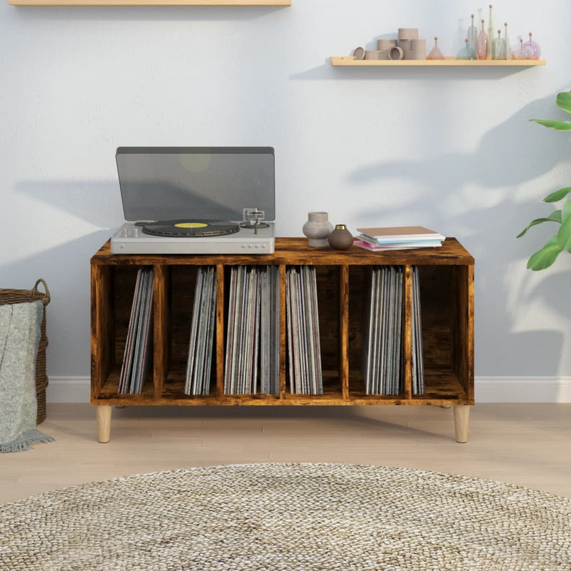 Platenkast 100X38X48 Cm Bewerkt Hout Gerookt Eikenkleurig