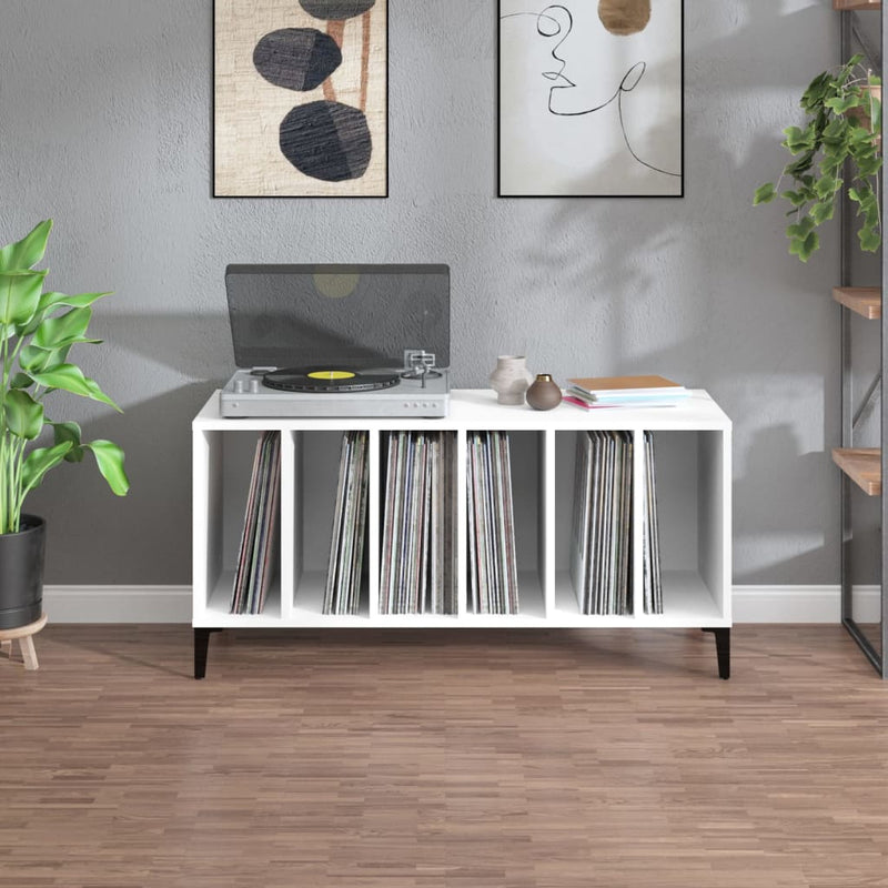 Platenkast 100X38X48 Cm Bewerkt Hout Wit