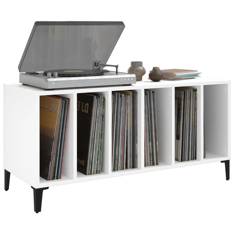 Platenkast 100X38X48 Cm Bewerkt Hout Wit