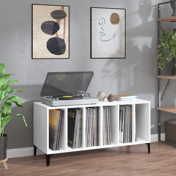 Platenkast 100X38X48 Cm Bewerkt Hout Wit