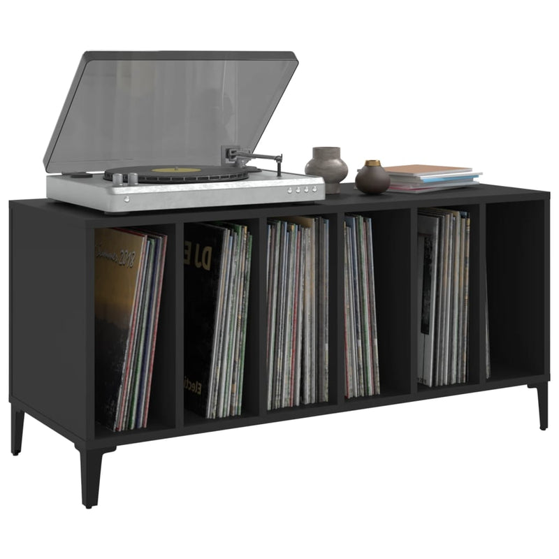 Platenkast 100X38X48 Cm Bewerkt Hout Zwart