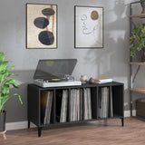 Platenkast 100X38X48 Cm Bewerkt Hout Zwart