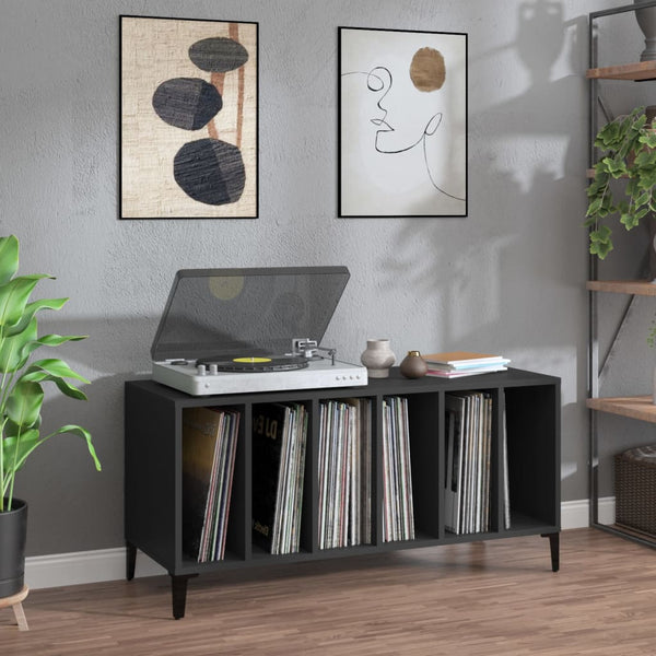 Platenkast 100X38X48 Cm Bewerkt Hout Zwart