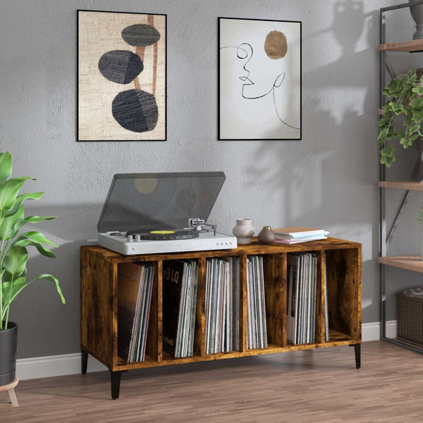 Platenkast 100X38X48 Cm Bewerkt Hout Gerookt Eikenkleurig