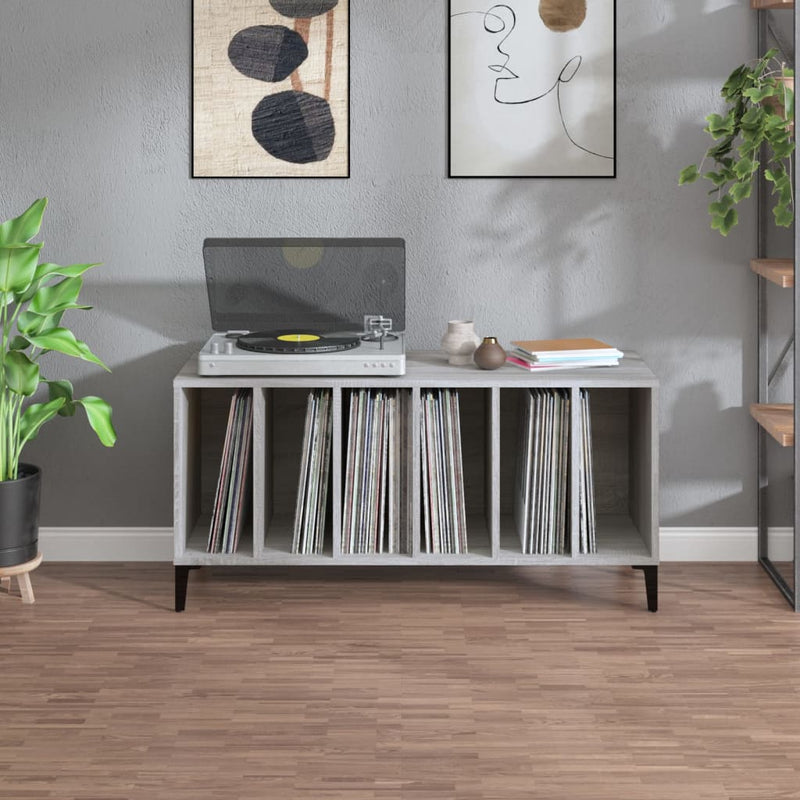 Platenkast 100X38X48 Cm Bewerkt Hout Grijs Sonoma Eikenkleurig