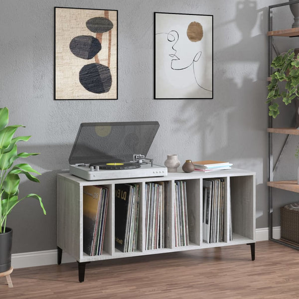 Platenkast 100X38X48 Cm Bewerkt Hout Grijs Sonoma Eikenkleurig