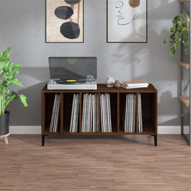 Platenkast 100X38X48 Cm Bewerkt Hout Bruin Eikenkleur