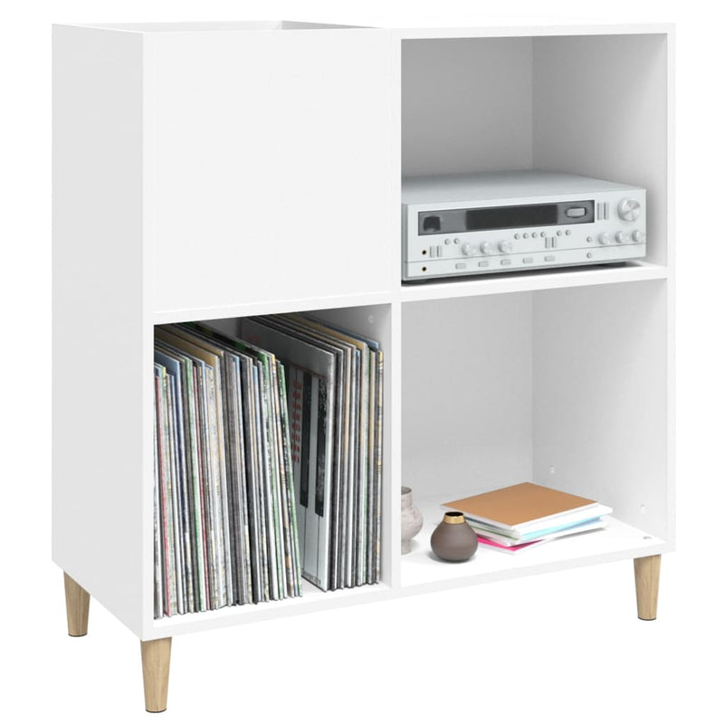 Platenkast 84,5X38X89 Cm Bewerkt Hout Wit