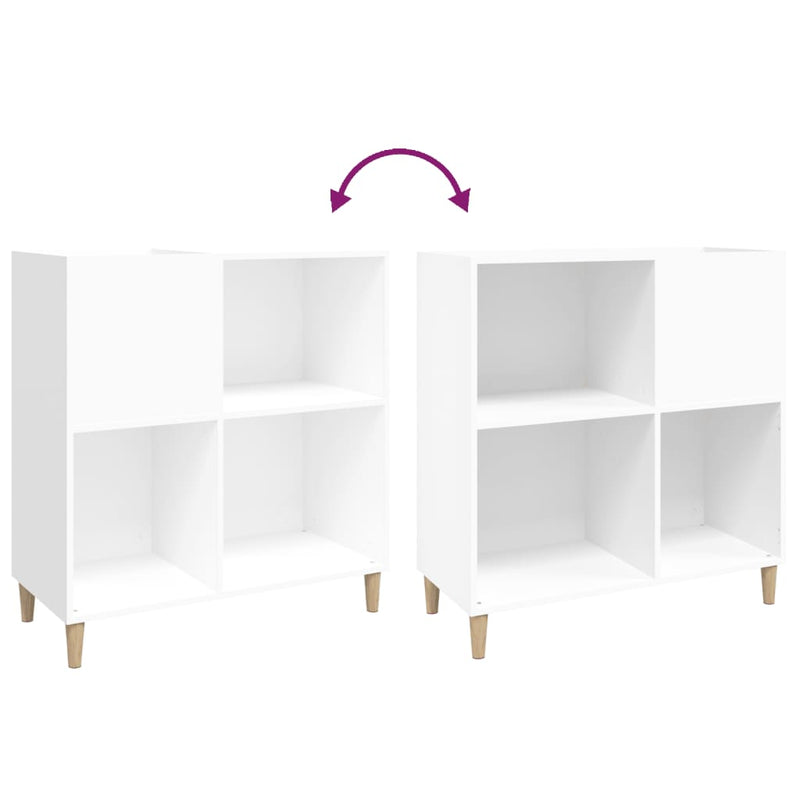 Platenkast 84,5X38X89 Cm Bewerkt Hout Wit