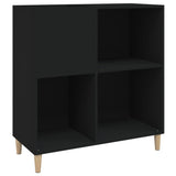 Platenkast 84,5X38X89 Cm Bewerkt Hout Zwart