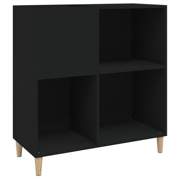 Platenkast 84,5X38X89 Cm Bewerkt Hout Zwart