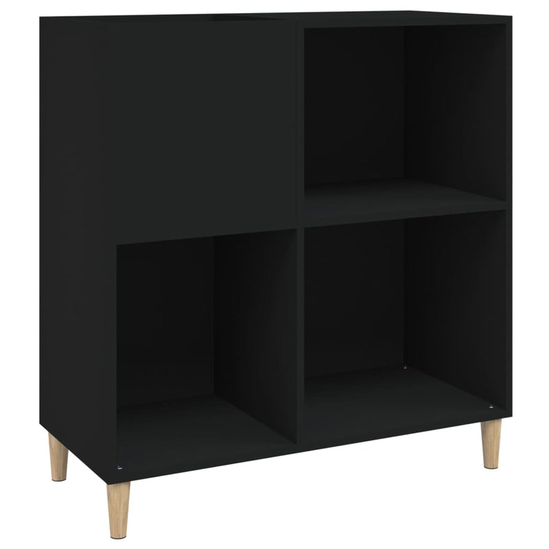 Platenkast 84,5X38X89 Cm Bewerkt Hout Zwart