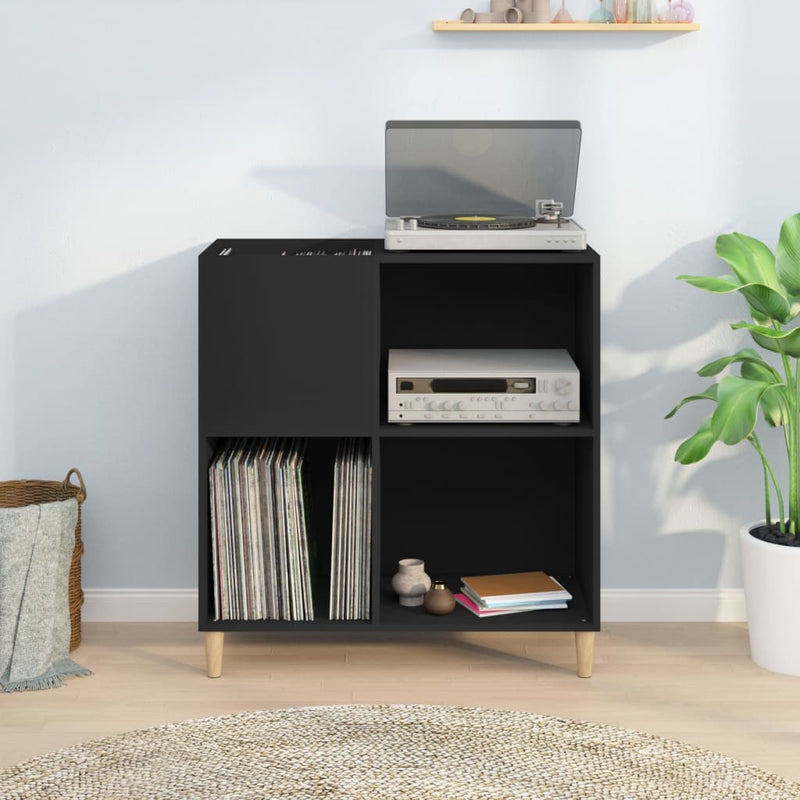 Platenkast 84,5X38X89 Cm Bewerkt Hout Zwart