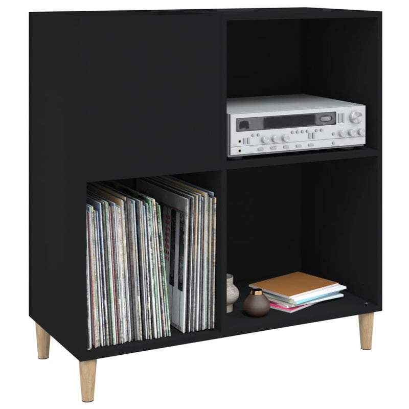 Platenkast 84,5X38X89 Cm Bewerkt Hout Zwart