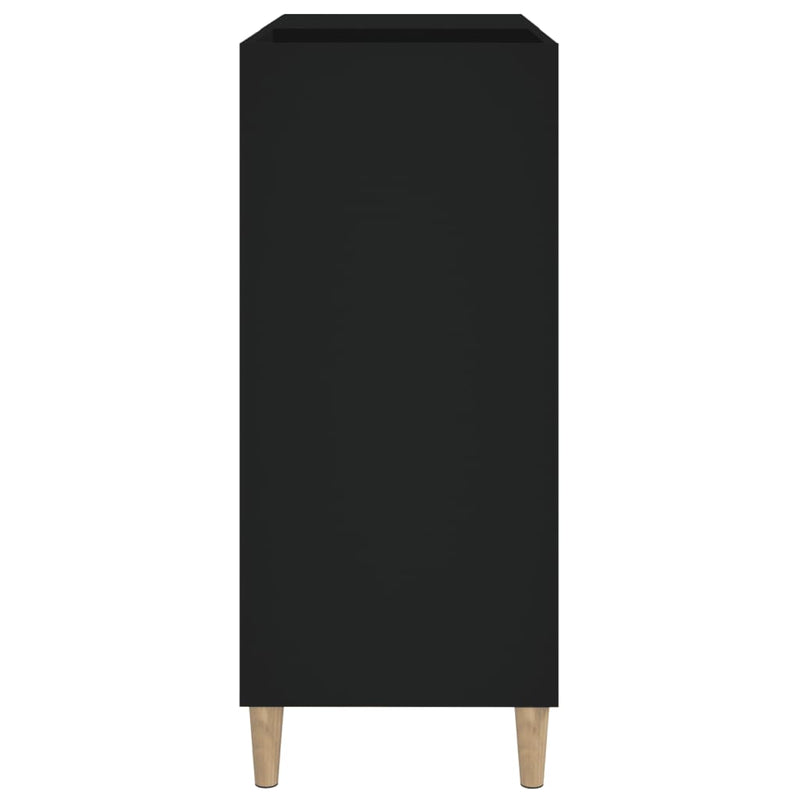 Platenkast 84,5X38X89 Cm Bewerkt Hout Zwart