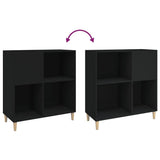 Platenkast 84,5X38X89 Cm Bewerkt Hout Zwart