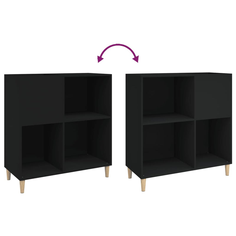 Platenkast 84,5X38X89 Cm Bewerkt Hout Zwart