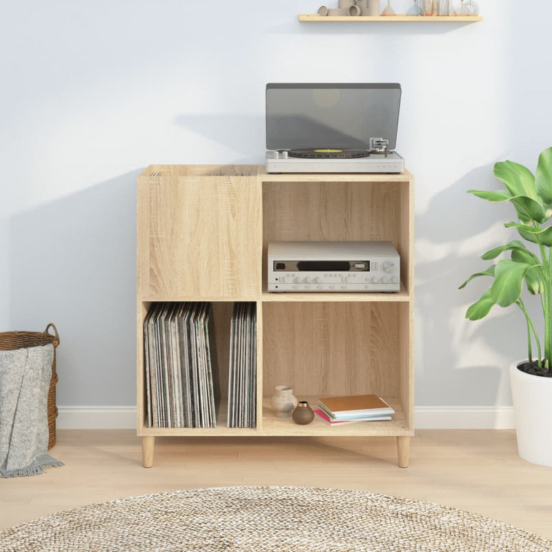 Platenkast 84,5X38X89 Cm Bewerkt Hout Sonoma Eikenkleurig