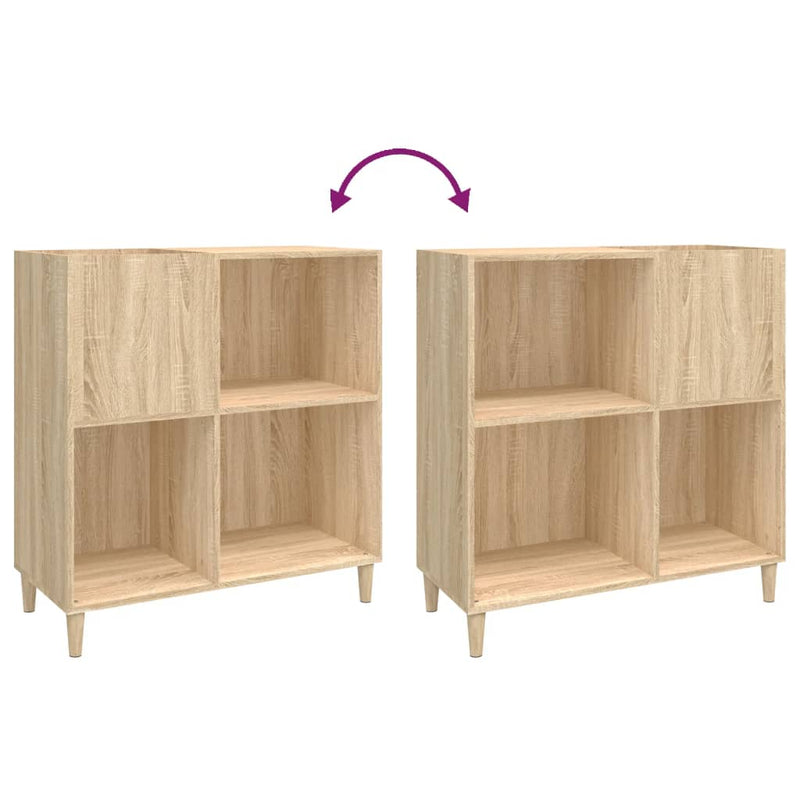 Platenkast 84,5X38X89 Cm Bewerkt Hout Sonoma Eikenkleurig