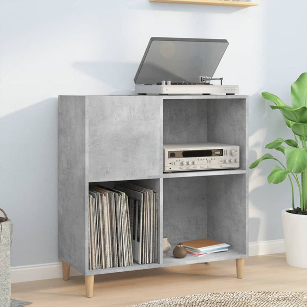 Platenkast 84,5X38X89 Cm Bewerkt Hout Betongrijs