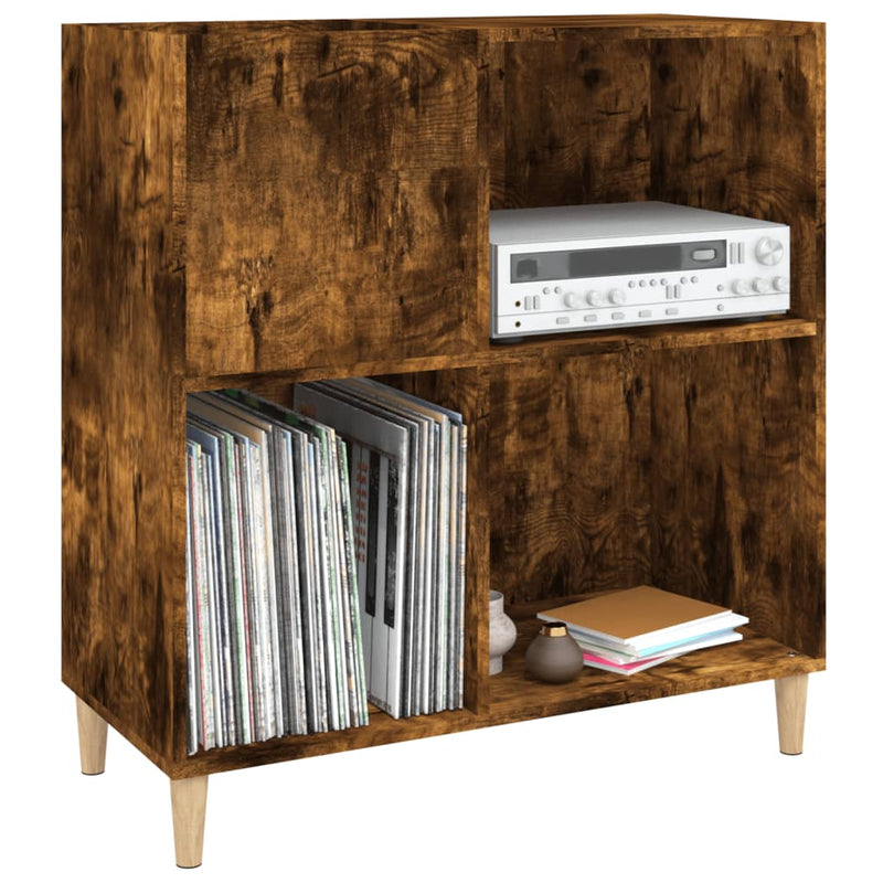 Platenkast 84,5X38X89 Cm Bewerkt Hout Gerookt Eikenkleurig
