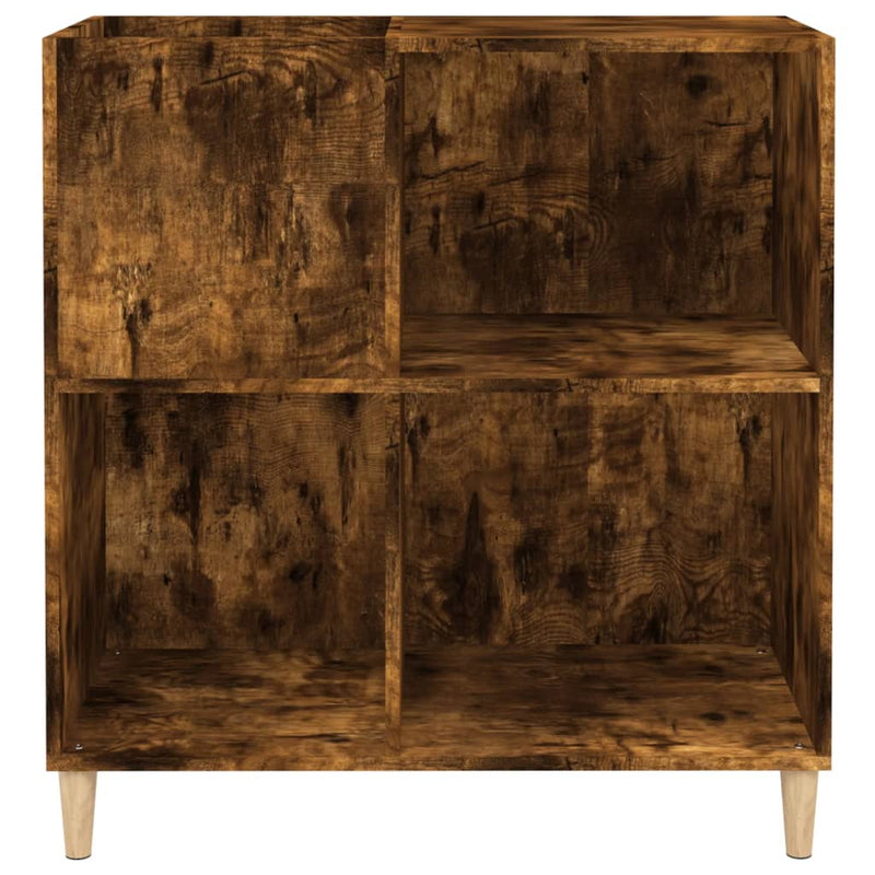 Platenkast 84,5X38X89 Cm Bewerkt Hout Gerookt Eikenkleurig