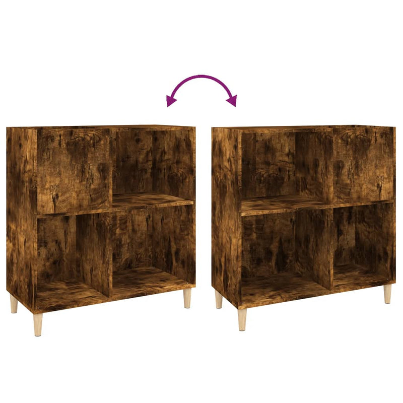 Platenkast 84,5X38X89 Cm Bewerkt Hout Gerookt Eikenkleurig