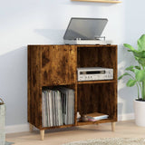 Platenkast 84,5X38X89 Cm Bewerkt Hout Gerookt Eikenkleurig