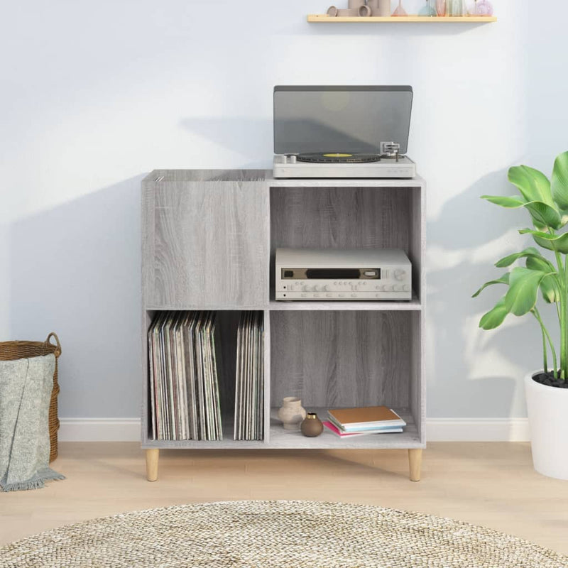 Platenkast 84,5X38X89 Cm Bewerkt Hout Grijs Sonoma Eikenkleurig