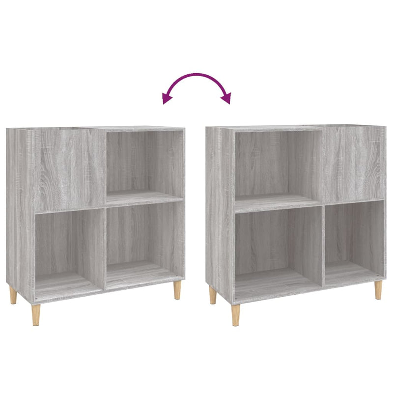 Platenkast 84,5X38X89 Cm Bewerkt Hout Grijs Sonoma Eikenkleurig
