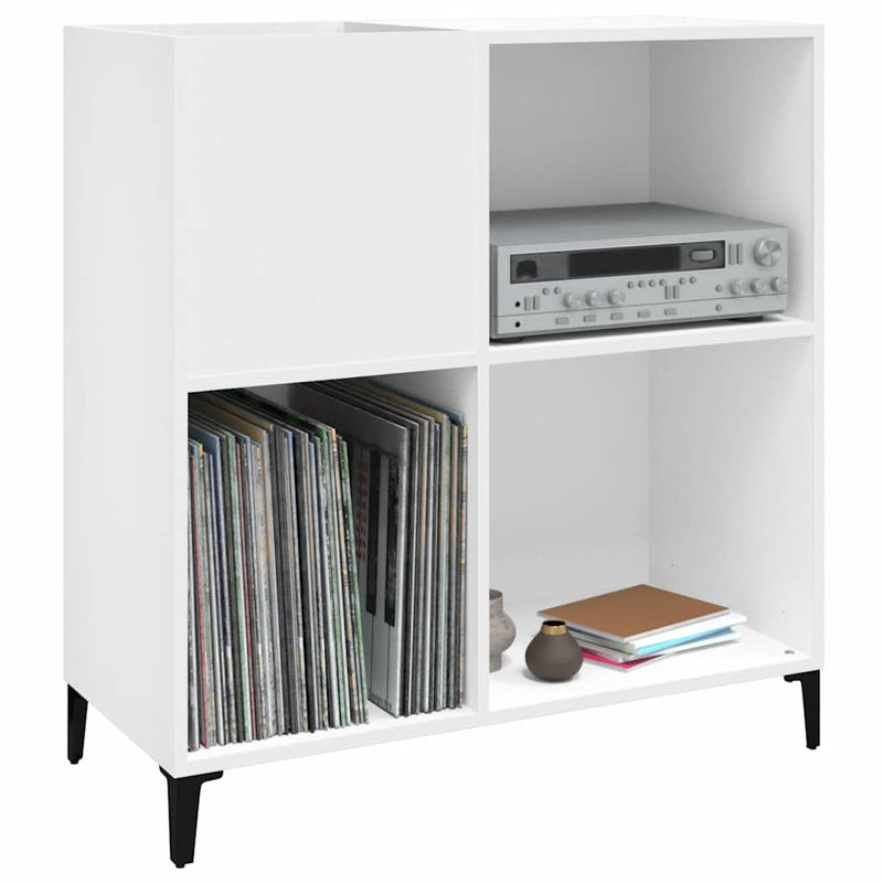 Platenkast 84,5X38X89 Cm Bewerkt Hout Wit