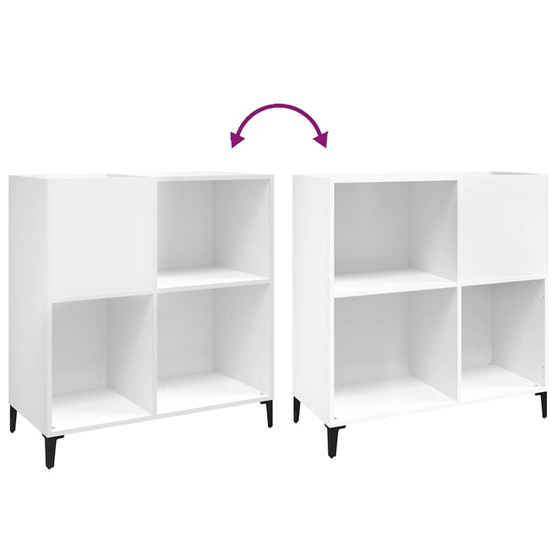 Platenkast 84,5X38X89 Cm Bewerkt Hout Wit