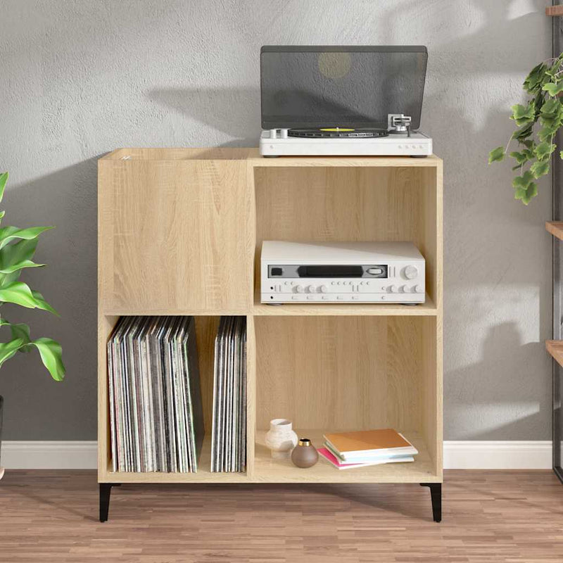 Platenkast 84,5X38X89 Cm Bewerkt Hout Sonoma Eikenkleurig