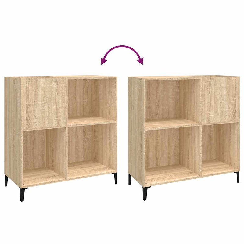 Platenkast 84,5X38X89 Cm Bewerkt Hout Sonoma Eikenkleurig