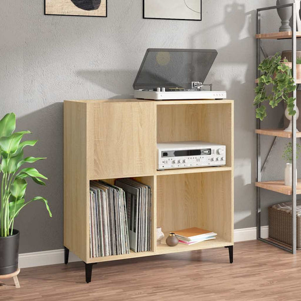 Platenkast 84,5X38X89 Cm Bewerkt Hout Sonoma Eikenkleurig