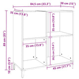 Platenkast 84,5X38X89 Cm Bewerkt Hout Betongrijs