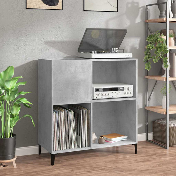 Platenkast 84,5X38X89 Cm Bewerkt Hout Betongrijs