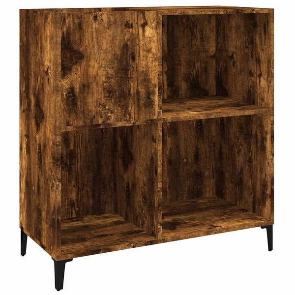 Platenkast 84,5X38X89 Cm Bewerkt Hout Gerookt Eikenkleurig