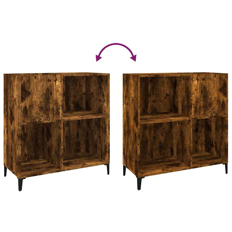 Platenkast 84,5X38X89 Cm Bewerkt Hout Gerookt Eikenkleurig