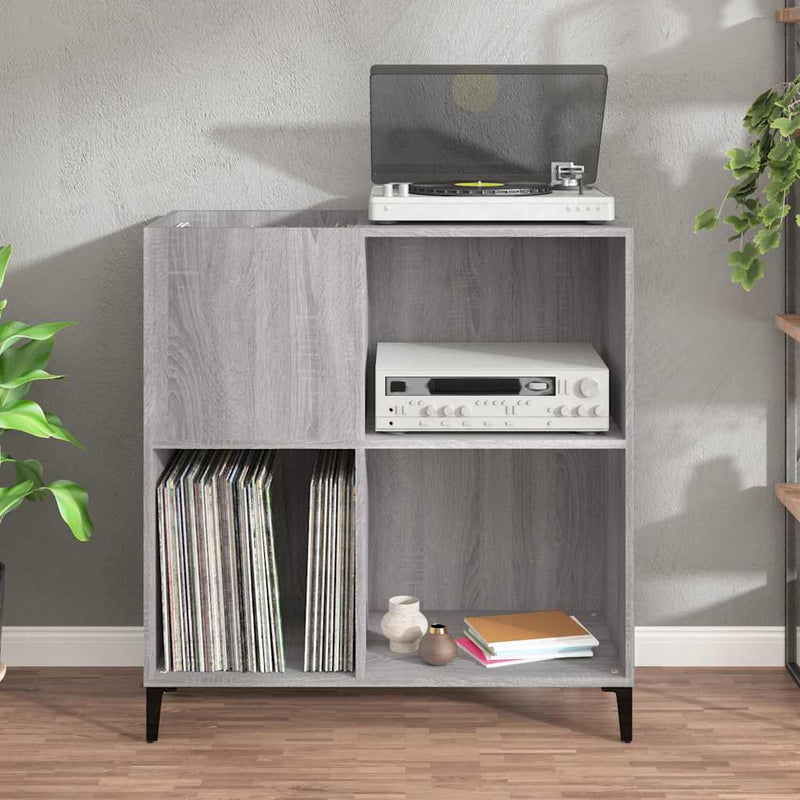 Platenkast 84,5X38X89 Cm Bewerkt Hout Grijs Sonoma Eikenkleurig