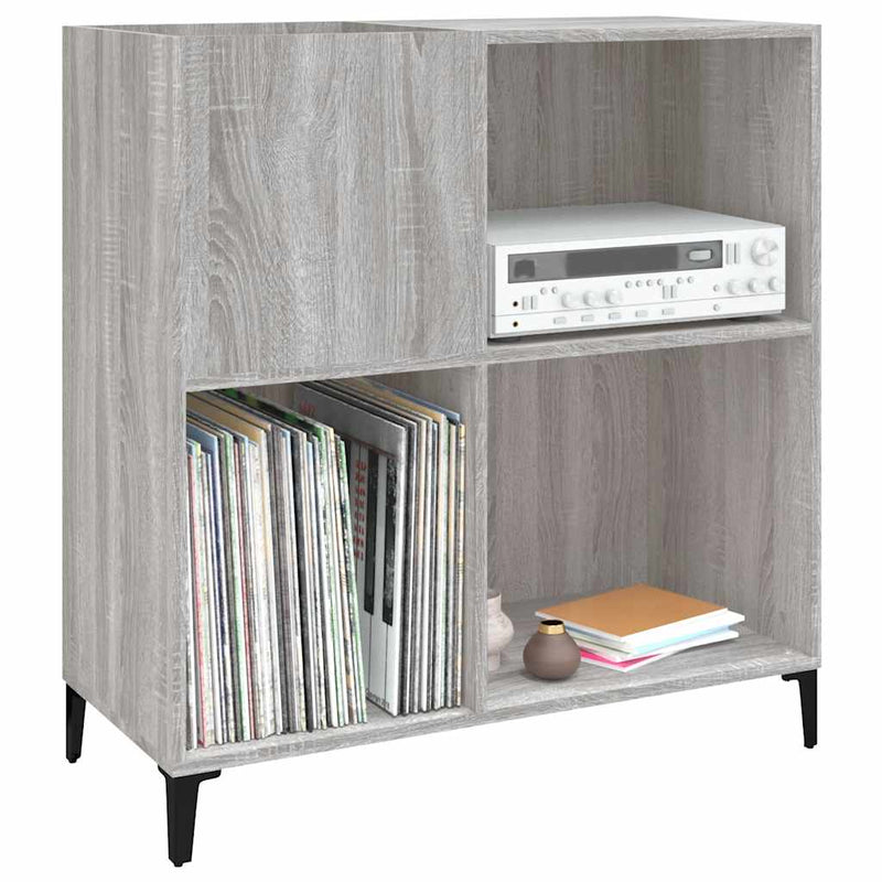 Platenkast 84,5X38X89 Cm Bewerkt Hout Grijs Sonoma Eikenkleurig
