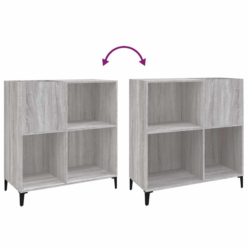 Platenkast 84,5X38X89 Cm Bewerkt Hout Grijs Sonoma Eikenkleurig