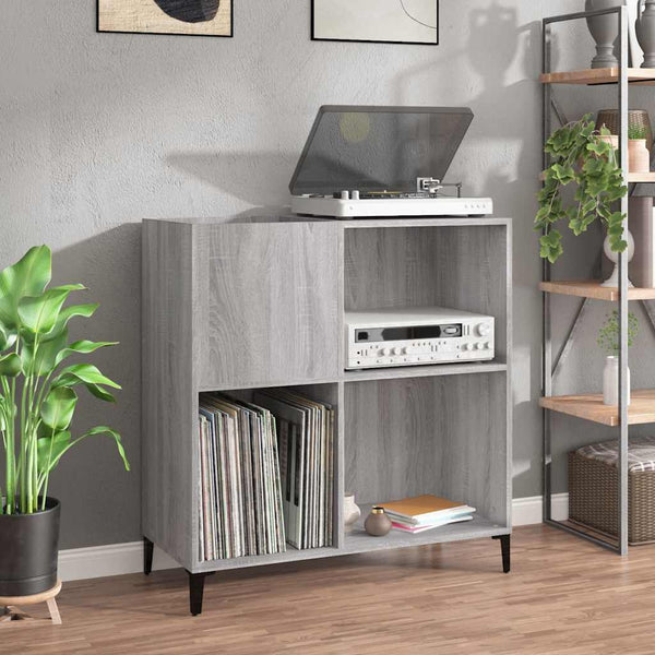 Platenkast 84,5X38X89 Cm Bewerkt Hout Grijs Sonoma Eikenkleurig