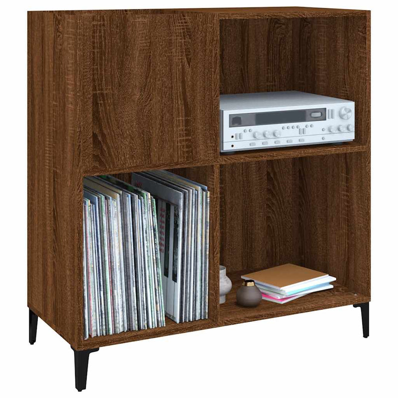 Platenkast 84,5X38X89 Cm Bewerkt Hout Bruin Eikenkleur
